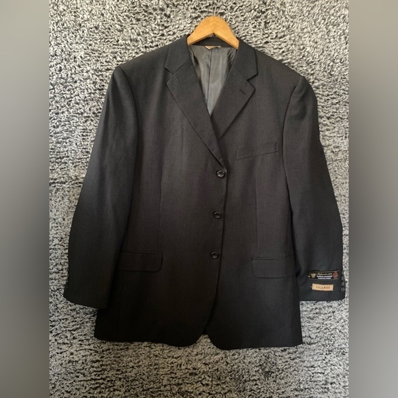 Luca Rossi Blazer Men's 44 L Gray Long Lined Pinstripe Sports Jacket in Excell - Picture 1 of 12